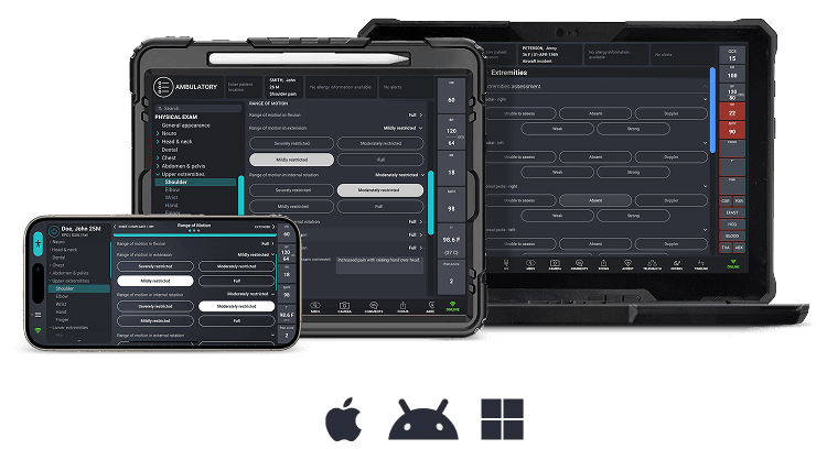Three devices with data
