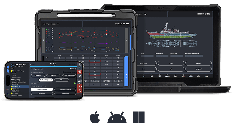 Three devices with data